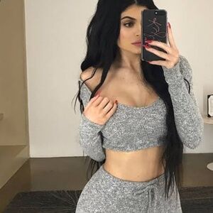 Fashion nova grey hoodie crop top